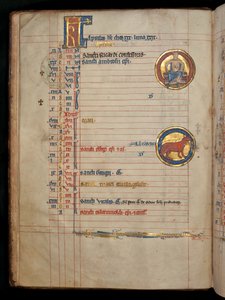 Ms 322 f.2v, April, en siddende mand med to blomster, illustration fra 